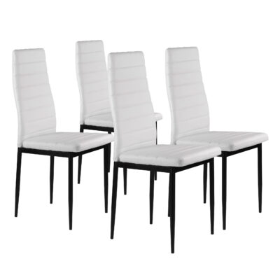 Eco-leather chairs for living room and dining room, set of 4, white, ModernHome