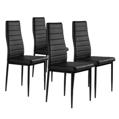 Eco-leather chairs for living room and dining room, set of 4, black, ModernHome