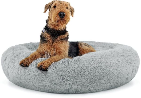 Universal plush bed for dogs and cats, 80 cm - light gray