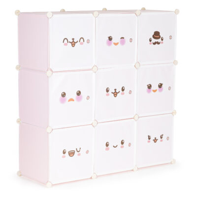 Children's storage cabinet with 9 shelves