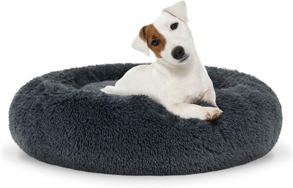 Universal plush bed for dogs and cats, 60 cm - dark gray