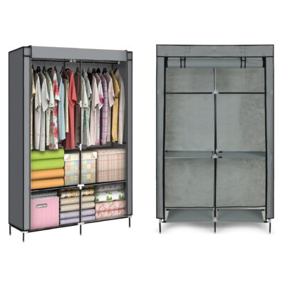 Textile wardrobe - a large fabric wardrobe with shelves for clothes and shoes