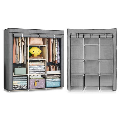 Textile wardrobe - a large fabric wardrobe with shelves for clothes and shoes