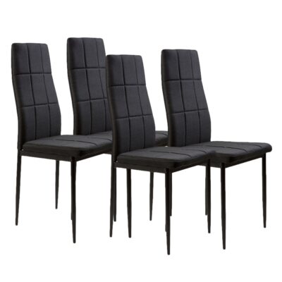 Upholstered chairs for dining room and living room, set of 4, black, ModernHome