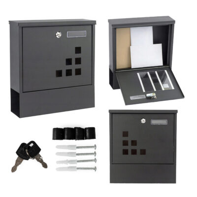 Steel mailbox, newspaper holder