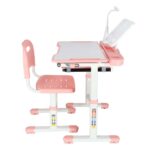 Biurko-dzieciece-szkolne-regulowane-krzeslo-lampka-LED-USB-rozowe-175613