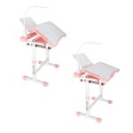 Biurko-dzieciece-szkolne-regulowane-krzeslo-lampka-LED-USB-rozowe-175616