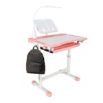 Biurko-dzieciece-szkolne-regulowane-krzeslo-lampka-LED-USB-rozowe-175619