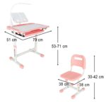 Biurko-dzieciece-szkolne-regulowane-krzeslo-lampka-LED-USB-rozowe-175622