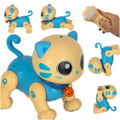 Interactive cat remote control RC robot jumps blue