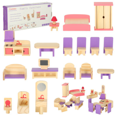 Doll house furniture wooden purple