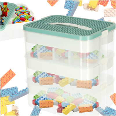 Organizatora kaste rotaļlietu kaste rotaļlietu kaste ar vāku nodalījumiem 3 līmeņu slānis