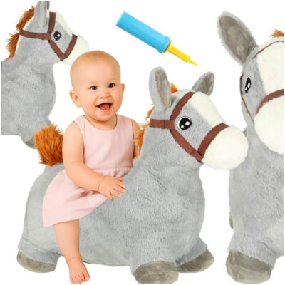 Children's jumping rubber horse jumping horse with soft cover pump