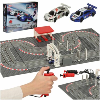 Car racetrack electric police 2 cars cars controllers turns construction blocks GD-02