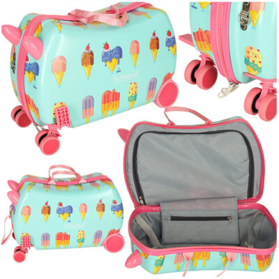 Travel suitcase for children on wheels hand luggage ice cream