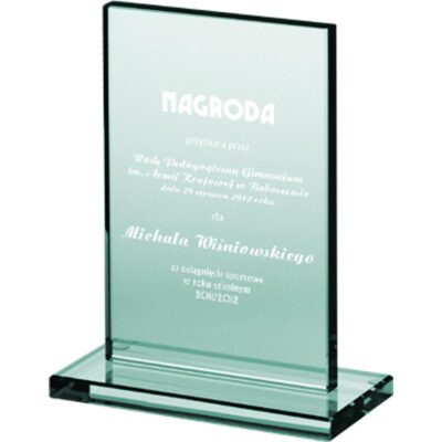 Engraved glass trophy