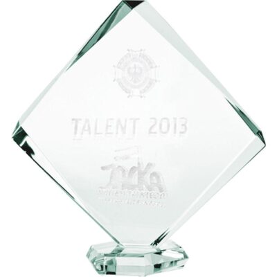 3D engraved glass trophy with case