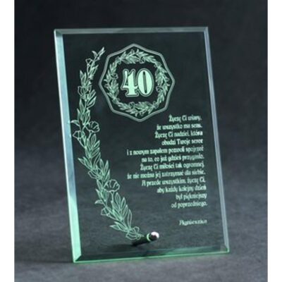 Engraved glass trophy