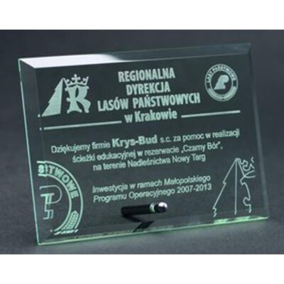 Engraved glass trophy