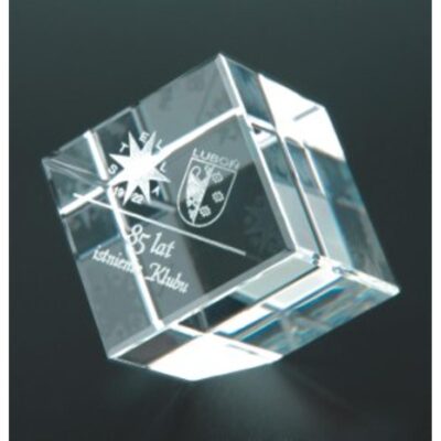 Engraved glass trophy with case