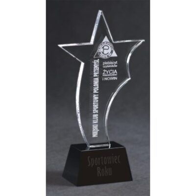 Engraved glass trophy with case