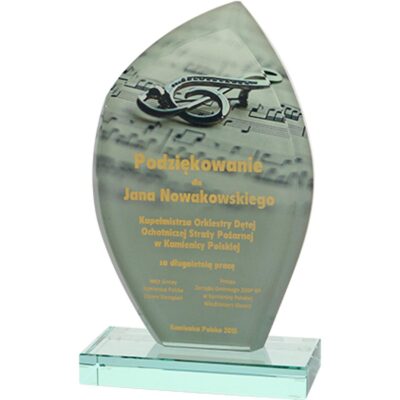 Стеклянный кубок с цветной печатью LuxorJet, гравировкой и заливкой чернилами и футляр