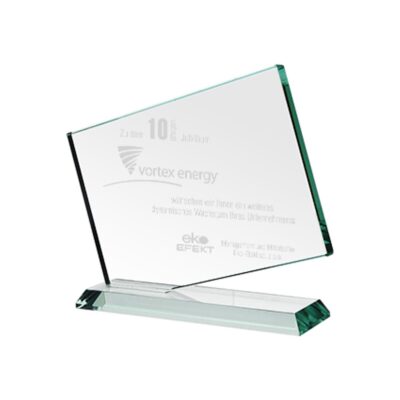 Engraved glass trophy