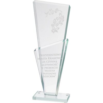 Engraved glass trophy