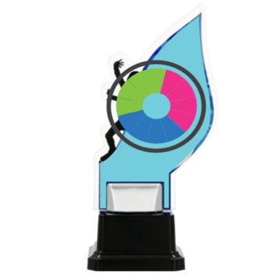 Plexiglas trophy on an elevated stand - INDIVIDUAL