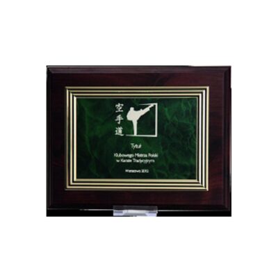 Plastic diploma with engraving on gold plate