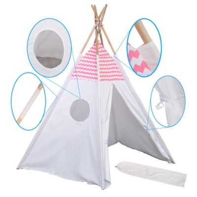 WIGWAM TENT ENERO TOYS CLASSIC PINK AND WHITE