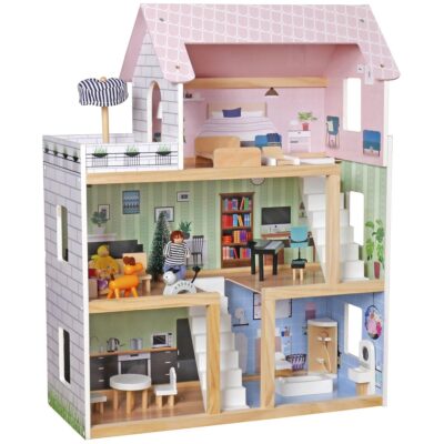 LED TREE DOLL HOUSE 62x27x77CM + 3 куклы + 2 животных