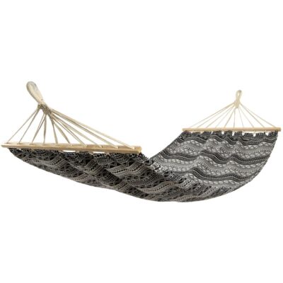 2 PERSON GARDEN HAMMOCK 200X147CM WITH ROD ETHNO BLACK AND WHITE