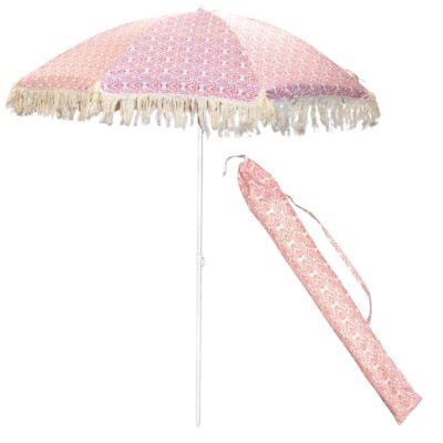 BEACH AND GARDEN UMBRELLA WITH TASSELS 174CM RED