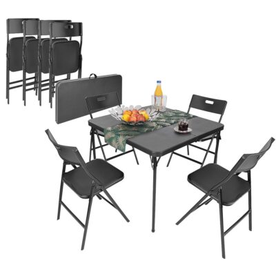CATERING TABLE COMPACT TABLE 86.5x86.5x71CM AND 4 SEAT BLACK