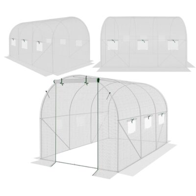 GREENHOUSE GARDEN TUNNEL 200X300X200CM PE CONTRUCTION WHITE STEEL