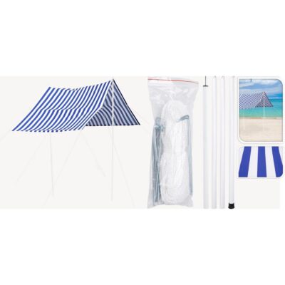CANOPY SUNSHADE SAIL TENT WITH POLES 3X1.7M BLUE