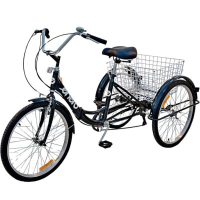 3-WHEEL FOLDING BICYCLE 24 BLACK SHIMANO 7-SPEED
