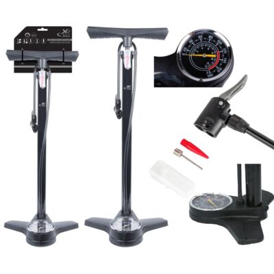 WORKSHOP-BICYCLE PUMP 180PSI (12BAR) WITH PRESSURE GAUGE XQMAX PRO