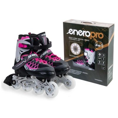 ROLLER-SKATES-SKATES 4-IN-1 ENERO PRO LED 30-33 PINK-GREY