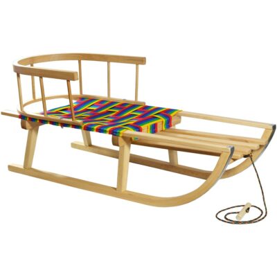 WOODEN SLED NINA WITH BACKREST SEAT SLATTED SEAT
