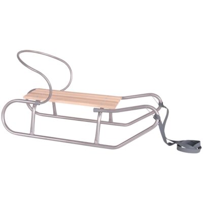 METAL TOM SLED WITH BACKREST SILVER