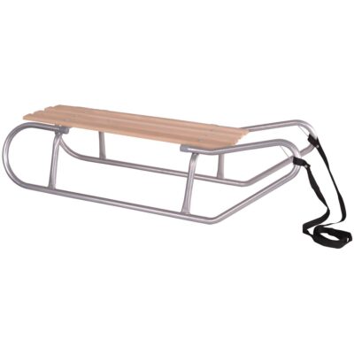 METAL SLEIGH SLED 2 PERSON SILVER
