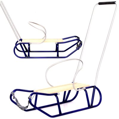 METAL TOM SLED WITH BACKREST AND PUSHER BLUE