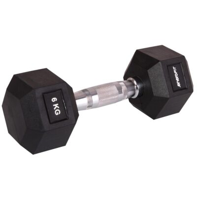 RUBBER DUMBBELL HEX 6 KG ENERO FIT