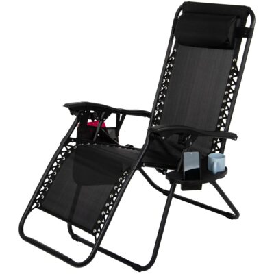 FOLDING GARDEN LOUNGER MULTIFUNCTIONAL 175X52/65X107CM BLACK