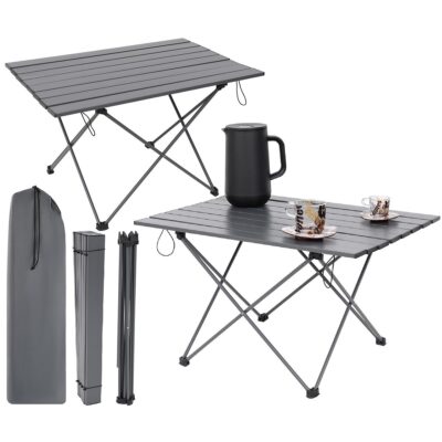 FOLDING TOURIST TABLE 68x46x40CM ALUMNIUM GRAY IN COVER.