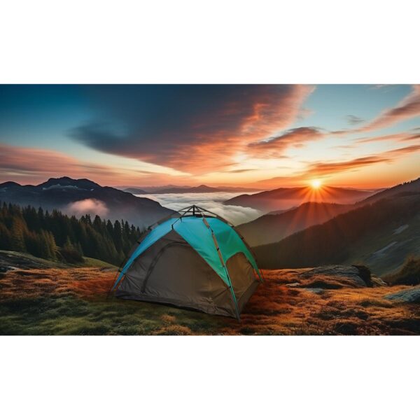 Camping tent high in the mountains. tourist tent camping in moun Camping tent high in the mountains. tourist tent camping in moun
