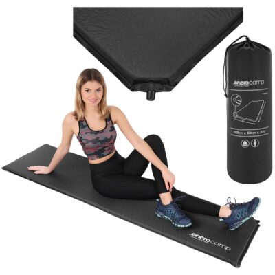 SELF-INFLATING TRAVEL MAT MATTRESS 180X50X3CM BLACK
