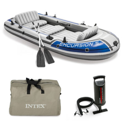 Excursion inflatable boat for 5 people + oars + pump, Intex 68325